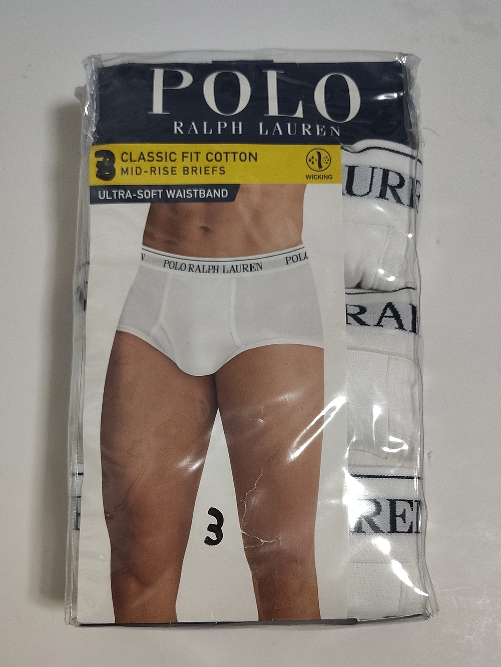 NWT Mens Polo Ralph Lauren Mid Rise White Briefs - 3 Pack - Size XL